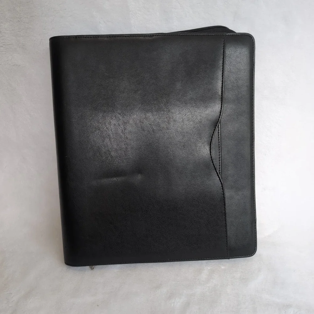 Vintage 90s Day-Timer Black Zip Portfolio Briefcase Executive Organizer Handle